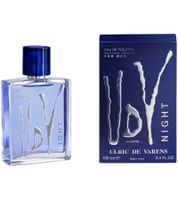 Seducente Eau de Toilette da uomo Ulric De Varens Night Paris, fragranza corpo fruttata e orientale, 100 ml, blu