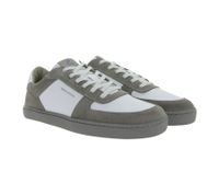 Chaussures minimalistes sportives GROUNDIES Hamptons 2.0 pour homme - Baskets basses en cuir véritable avec semelle TrueSense - Chaussures à lacets GND-210256-06 - Gris/Blanc
