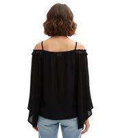 stilvolle Damen Bluse Off-Shoulder Shirt mit Carmen-Ausschnitt und Fledermausärmeln Sommer-Bluse 936235 Schwarz