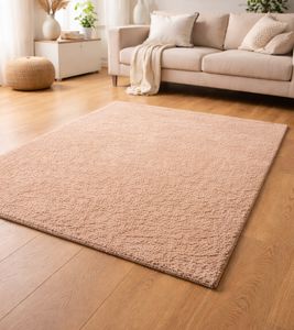 Teppich mit weichem Velours Wohnzimmer-Teppich Wohnaccessoire Dekoteppich 943762 Beige