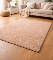Alfombra de terciopelo suave, alfombra para salón, accesorio para el hogar, alfombra decorativa 943762 Beige