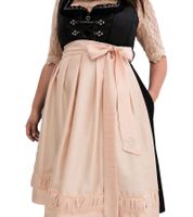 Elegant women's dirndl apron in high-quality wild silk look with lace trim 912903 pearl beige