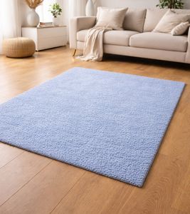 Teppich mit weichem Velours Wohnzimmer-Teppich Wohnaccessoire Dekoteppich 947701 Blau