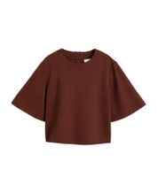 Modern Women's Oversized T-Shirt in Comfortable Punto di Roma Fabric with Back Zipper 966086 Brown