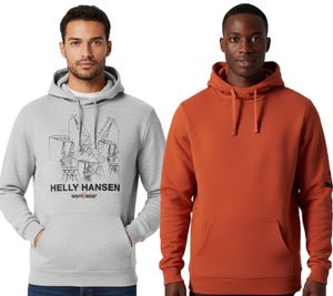 Sweat à capuche Helly Hansen Manchester Graphic pour homme, en coton doux, référence 78380, gris ou orange