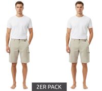 Lot de 2 shorts cargo homme TRENTO - Shorts décontractés et légers avec logo brodé, beige