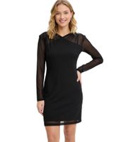 Stylisches Damen Mesh-Kleid enganliegendes Mini-Kleid mit Netz nachhaltiges Langarm-Kleid 921825 Schwarz