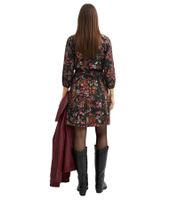 leichtes Damen Sommer-Kleid Tunika-Kleid mit Blüten-Print Mini-Kleid 918906 Schwarz/Bunt