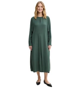 drapiertes Damen Midi-Kleid langärmliges Übergangs-Kleid Business-Kleid 976480 Grün