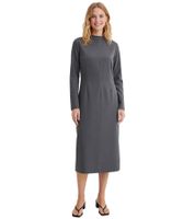zeitloses Damen Midi-Kleid Etui-Kleid mit Taillenabnähern Business-Kleid 916193 Grau
