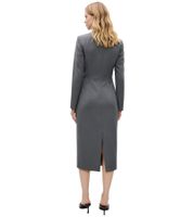 zeitloses Damen Midi-Kleid Etui-Kleid mit Taillenabnähern Business-Kleid 916193 Grau