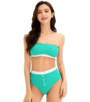 2-Pack Women's Bandeau Bras, Strapless, Organic Cotton, Wire-Free, 947061 Black/Turquoise