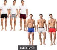 15er Sparpack Le Coq Sportif Basic Boxer Herren Boxer-Shorts Baumwoll-Unterhose Unterwäsche Grau/Bordeaux/Schwarz oder Rot/Hell-Grau/Blau