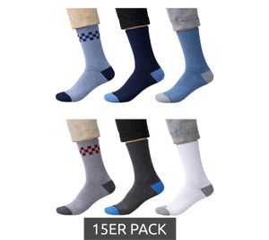 15 Paar SCOTCH & SODA Herren Terry-Crew-Socken Alltags-Strümpfe Baumwoll-Socken Größe 41-46 Business-Socken SS43491 in Navy/Blau/Hellblau oder Dunkelgrau/Grau/Weiß