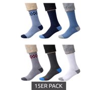 15 Paar SCOTCH & SODA Herren Terry-Crew-Socken Alltags-Strümpfe Baumwoll-Socken Größe 41-46 Business-Socken SS43491 in Navy/Blau/Hellblau oder Dunkelgrau/Grau/Weiß