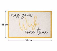 Dekorative Schmutzmatte „May Your Wish Come True“ – rutschfeste Fußmatte Schmutzfangmatte 38×59 cm silbergrau
