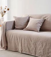 2er Set Kissenhülle Kissen-Bezug aus Leinen 40x40cm Wohn-Dekoration 955078 Grau