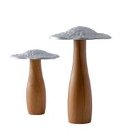 2er Set Dekorative Pilz-Figuren Herbstdekoration Wohn-Dekoration 907491 Silber/Braun