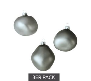 3er Pack Weihnachtskugeln in organischen Formen Glas-Kugeln Wohn-Dekoration 974216 Anthrazit