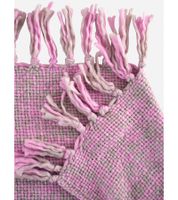 Extra weiche Kuscheldecke mit Fransen – melierte Wohndecke / Sofa Plaid 130 x 160 cm rosa/grau