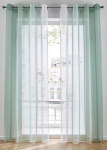 2er Set Gardinen mit modernem Farbverlauf Fenster-Vorhang halbtransparent 945155 Weiß/Grün