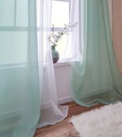 2er Set Gardinen mit modernem Farbverlauf Fenster-Vorhang halbtransparent 945155 Weiß/Grün