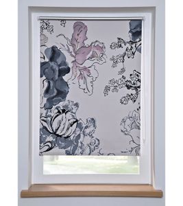 Modernes Verdunkelungsrollo mit floralem-Print Fenster-Rollo Sonnenschutz 933376 Grau