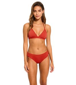schlichte Damen Bikini Hose Bikini-Slip mit normalem Beinausschnitt Bademode 976280 Rostbraun