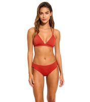 schlichte Damen Bikini Hose Bikini-Slip mit normalem Beinausschnitt Bademode 976280 Rostbraun