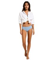 schlichte Damen Bikini Hose Bikini-Slip mit normalem Beinausschnitt Bademode 907470 Blau