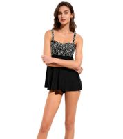 Stylisches 2-teiliges Damen Tankini -Set Badekleidung mit gefütterten Cups Tankini Top und Slip für Strand & Sommer 927547 Schwarz