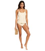 zeitloses 2-teiliges Damen Tankini -Set Badekleidung mit gefütterten Cups Tankini Top und Slip für Strand & Sommer 974830 Beige/Weiß