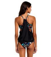 extravagantes 2-teiliges Damen Tankini -Set Badekleidung mit gefütterten Cups Tankini Top und Slip für Strand & Sommer 971626 Schwarz/Bunt
