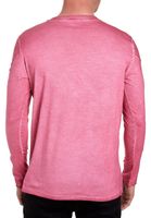 Trendiges Herren Longsleeve V-Ausschnitt Washed Print Design Slim Fit Langarm-Shirt 10117 Dunkel-Rosa