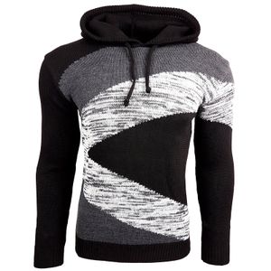 Men's contrasting color-blocked hooded sweatshirt, slim fit hoodie, 13245, black/anthracite/grey