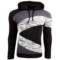 Men's contrasting color-blocked hooded sweatshirt, slim fit hoodie, 13245, black/anthracite/grey