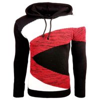 Sweat à capuche homme à empiècements bicolores contrastés, coupe ajustée, 13245 noir/blanc/rouge