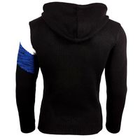 Men's contrasting color-blocked hooded sweatshirt, slim fit hoodie, 13245, black/white/saxophone blue