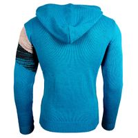 Men's contrasting color-blocked hooded sweatshirt, slim fit hoodie, 13245 turquoise/grey/anthracite