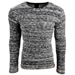 Modern men's textured knit sweater, slim fit, crew neck sweater 13268 Navy