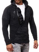 Pull à capuche en maille épaisse pour homme, modèle 13290, couleur anthracite
