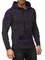 Moderner Herren Strick-Pullover Kapuzen-Sweater Grobstrick-Hoodie Strick-Jacke 13290 Lila