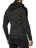 Modern Men's Knit Sweater Hooded Pullover Chunky Knit Hoodie Knit Jacket 13290 Petrol