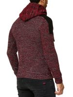 Modern Men's Knit Sweater Hooded Pullover Chunky Knit Hoodie Knit Jacket 13290 Red