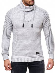 Maglione da motociclista urbano con collo alto, maglione in maglia grossa con collo alto 13293 Grigio
