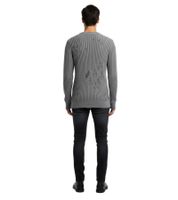 Urbaner Biker-Strickpullover für Herren mit Rundhalsausschnitt Sweater im modernen Used-Look mit Destroyed-Details 13293 Grau