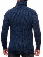 Suéter urbano de cuello alto estilo motero, jersey de punto grueso con cuello alto vuelto 13293 Azul marino