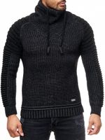 Maglione da motociclista urbano con collo alto, maglione in maglia grossa con collo alto 13293 Nero