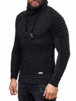 Maglione da motociclista urbano con collo alto, maglione in maglia grossa con collo alto 13293 Nero