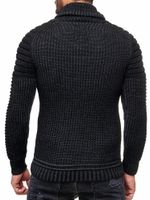 Maglione da motociclista urbano con collo alto, maglione in maglia grossa con collo alto 13293 Nero
